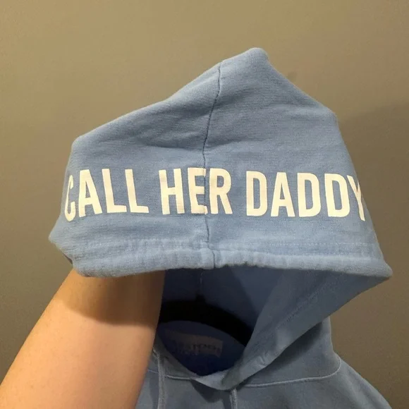 Barstool Sports Call Her Daddy Unwell Cropped Hoodie Size S Light Blue - Picture 5 of 8